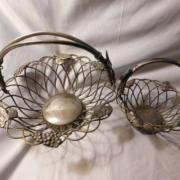 Godinger Silver Plated Metal Fruit Vegetable Bowls Set Two Piece - Picture 1 of 12